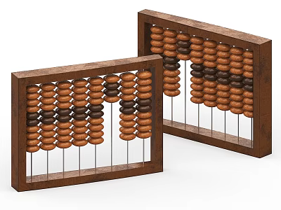 Traditional Wooden Abacus With Two Frames And Colored Beads 3d model