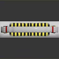 White Security Gate With Red Panels Yellow Black Warning Stripes Yellow Box And Blue Screen