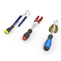 Practical Hand Tools Collection Featuring Pliers And Screwdrivers For Various Repair Tasks 3d model