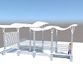 Modern White Pavilion Structure Featuring Wavy Roof Columns And Steps Design 3d model
