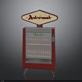 Vintage Red Automat Vending Machine With Cigarettes Display And Classic Sign