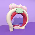 Colorful Event Entrance With Pink Flower Decor Green Grid And Red Spiral On Purple Background