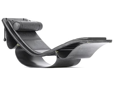 Modern Black Sofa Bench Featuring Curved Leather Design And Stylish Structure 3d model