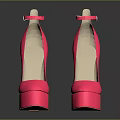 Stylish Pink High Heel Shoes With Block Heel Platform And Ankle Strap Design