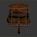 Traditional Wooden Cart With Brown Barrel And Cloth Bundles On Dark Surface