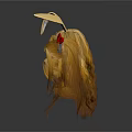 Three Decorative Wigs With Rabbit Ears Curly Hair And Red Bow Accents