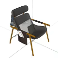 Modern Accent Chair With Gray Upholstery Gold Metal Legs Black Gray Pillows Magazine Side Pocket