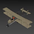 Vintage Biplane Model With Wooden Wings Propeller And Landing Gear