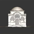 Classical Stone Pavilion With Dome Arched Openings Ornate Columns Stone Base And Ground Texture 3d model
