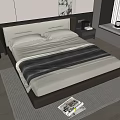 Double bedside table pillow carpet ornaments 3d model