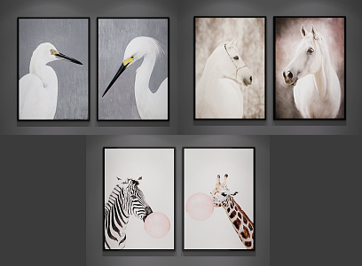 Modern Animal Painting Decorative Painting 3d model