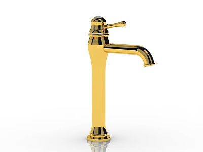 Elegant Modern Golden Brass Faucet With Single Handle And Shiny Finish 3d model