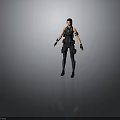 3D Female Character In Black Tactical Gear Standing Pose With Detailed Equipment