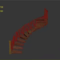Building Spiral Staircase Design With Wooden Steps And Metal Railings Structure
