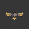 Colorful Sci Fi Spaceship 3D Model With Yellow Red Wings And Blue Engine Design 3d model