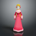 Animated Princess Character In Pink Gown With Long Blonde Hair And Green Accessories