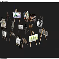Wooden Easel Stands With Drawing Boards And Artwork Displays For Home