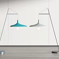 Modern Minimalist Floor Lamps Blue And White Conical Shades With Metal Base And Pole