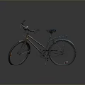 Stylish Vintage Bicycle With Blue Seat Golden Frame And Large Wheels