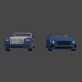 White and Blue Luxury Coupe Cars with Sleek Design and Modern Exterior