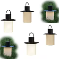 Modern Outdoor Garden Lights With Black Tops And White Cylindrical Shades For Lawn Decoration