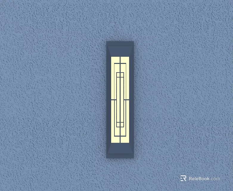Modern Rectangular Wall Light with Dark Frame and Yellow Light on Blue Wall 3d model 