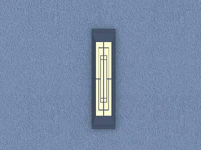 Modern Rectangular Wall Light with Dark Frame and Yellow Light on Blue Wall 3d model