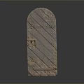 Arched Ancient Wooden Door Structure In Traditional Architectural Design With Aged Texture
