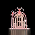 Pink Arched Decorative Display With Lighted Structure Moon Star Elements And Base 3d model