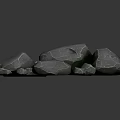 Pile of Natural Gray Textured Stones With Rough Surface And Dark Background