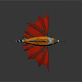 Orange Passenger Plane With Red Wings Black Edges Cockpit Windows And Landing Gear