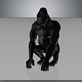 Realistic 3D Gorilla Model Digital Render With Sitting Pose And Gray Background 3d model