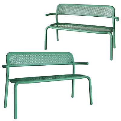 Green Outdoor Metal Mesh Chairs With Armrests For Garden Patio Seating 3d model
