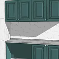 Green Kitchen Cabinets With Upper And Lower Storage And Marble Wall Countertop 3d model
