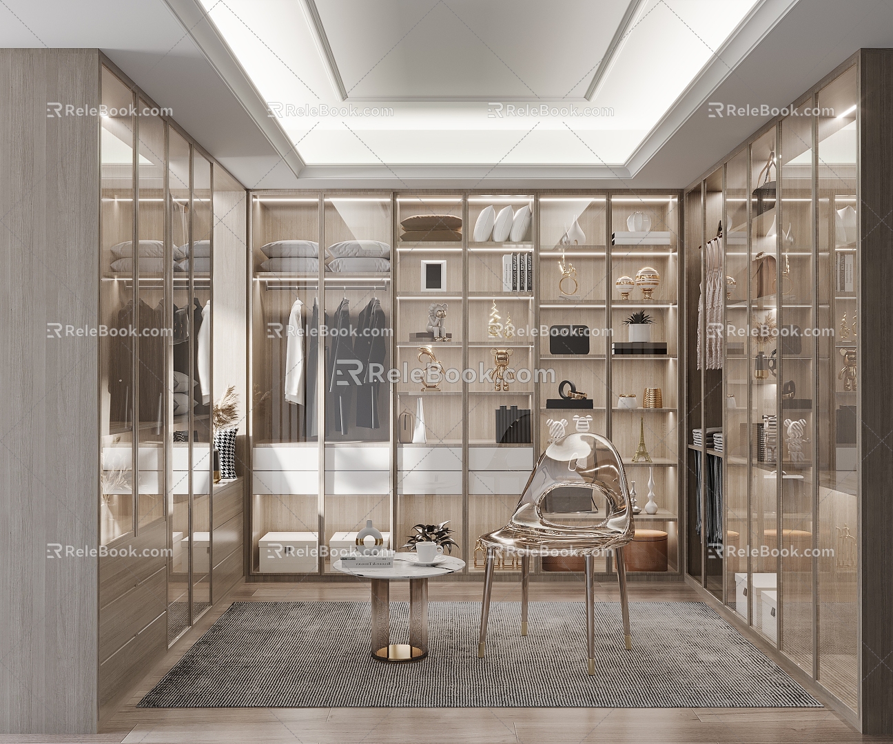 Light Luxury Cloakroom 3d model