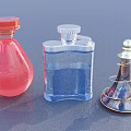 Stylish Perfume Cosmetic Bottles With Red Blue Transparent And Spiral Design