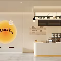Bubble Tea Shop Modern Interior With Order Counter Hanging Lights Green Plants And Cozy Seating Area