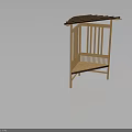 Wooden Gazebo With Slatted Design And Canopy Top For Outdoor Garden Use
