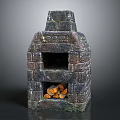 Rustic Stone Fireplace With Chimney And Stacked Wood Logs Inside