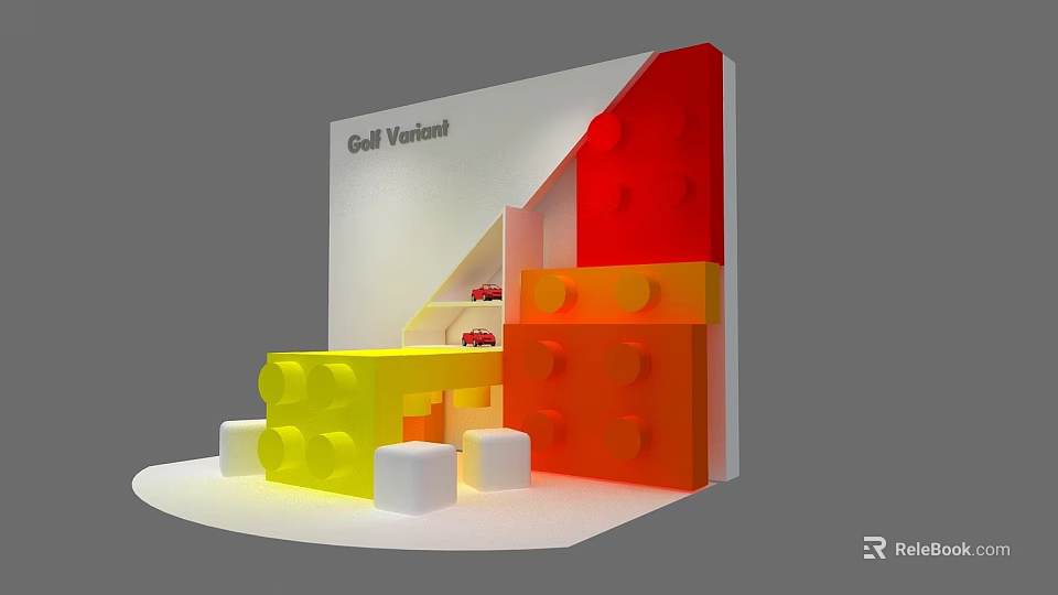 Colorful Building Blocks Playground Equipment Featuring Red Yellow Orange Structure Design 3d model