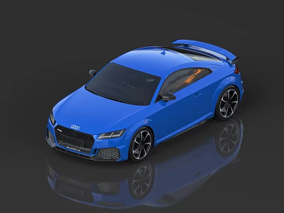 Blue Audi Sports Car With Sleek Exterior And Aerodynamic Rear Spoiler 3d model