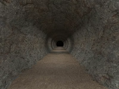 Road Tunnel With Rough Rock Walls Sandy Ground And End Light 3d model Road Tunnel With Rough Rock Walls Sandy Ground And End Light 3d model