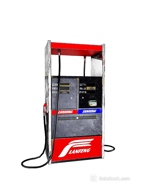 Gas Station Fuel Pump With LANDS Brand Red Black Design And Digital 3d model 