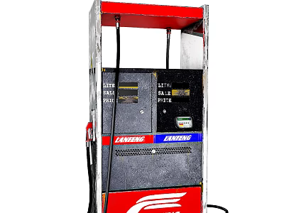 Gas Station Fuel Pump With LANDS Brand Red Black Design And Digital 3d model