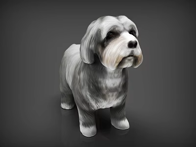 Dog Shishi Dog Gray Dog Puppy Long-haired Dog 3d model