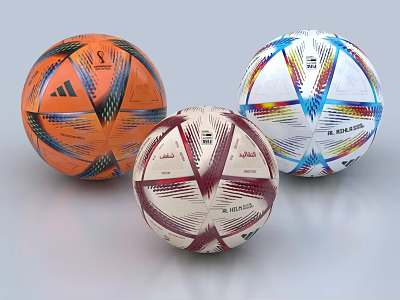 Adidas Soccer Balls With Various Colors And Unique Designs For Sports 3d model