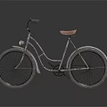 Vintage Dark Bicycle with Brown Leather Seat Classic Frame and Fenders Retro Design