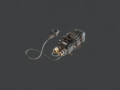 Mechanical Industrial Equipment With Metal Components Control Knobs And Connecting Cable 3d model