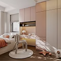 Cozy Tatami Bedroom Interior With Tatami Bed Built in Wardrobes And Decorative Chair