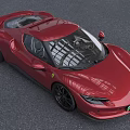 Red Sports Car With Sleek Body Black Wheels And Modern Front Design Features